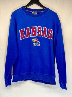 Colosseum Mens Kansas Crewneck Sweatshirt - Royal Blue with Red & Yellow Logo